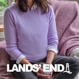 Lands’ End Purple Cashmere Crewneck Sweater S
